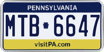 PA license plate MTB6647