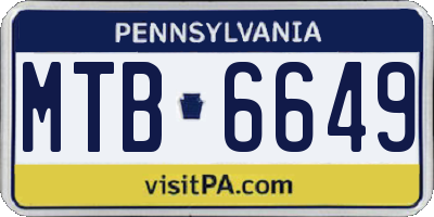 PA license plate MTB6649