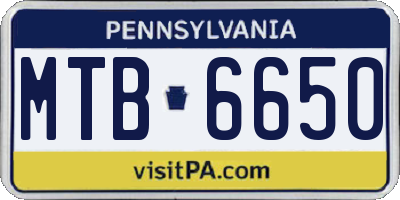 PA license plate MTB6650