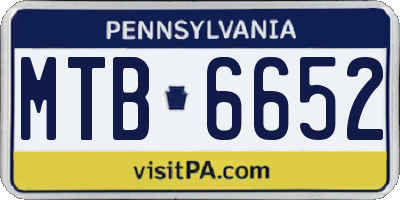 PA license plate MTB6652