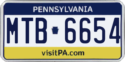 PA license plate MTB6654