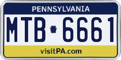 PA license plate MTB6661