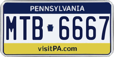 PA license plate MTB6667