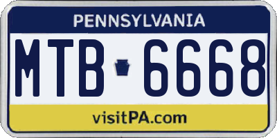 PA license plate MTB6668