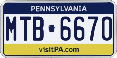 PA license plate MTB6670