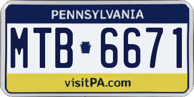PA license plate MTB6671