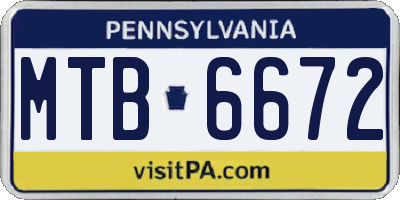 PA license plate MTB6672