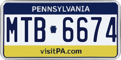 PA license plate MTB6674