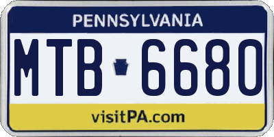 PA license plate MTB6680