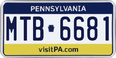PA license plate MTB6681