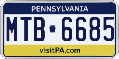 PA license plate MTB6685