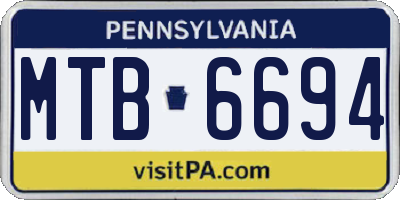 PA license plate MTB6694