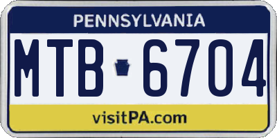 PA license plate MTB6704