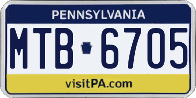 PA license plate MTB6705