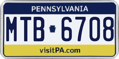 PA license plate MTB6708