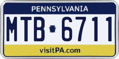 PA license plate MTB6711