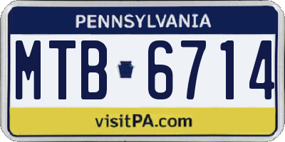 PA license plate MTB6714
