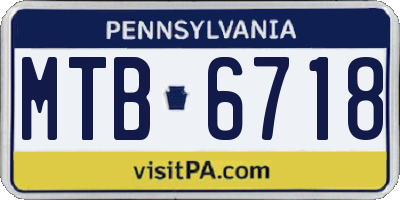 PA license plate MTB6718