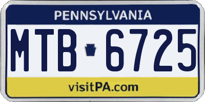 PA license plate MTB6725