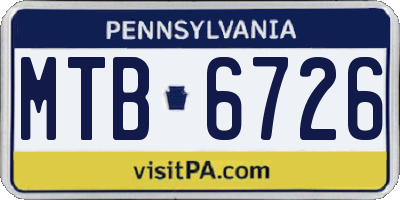 PA license plate MTB6726