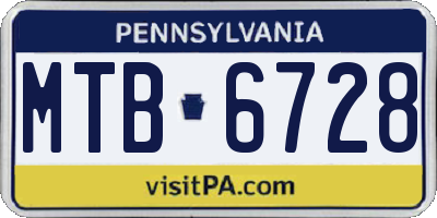 PA license plate MTB6728