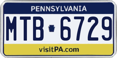 PA license plate MTB6729