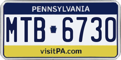 PA license plate MTB6730