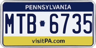 PA license plate MTB6735