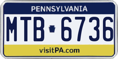 PA license plate MTB6736
