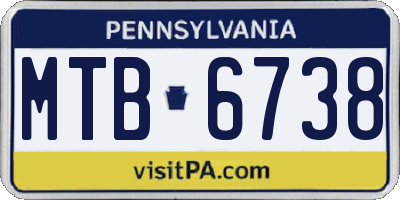 PA license plate MTB6738