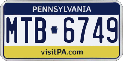 PA license plate MTB6749