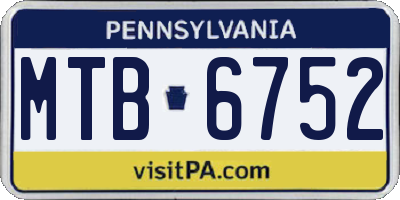 PA license plate MTB6752
