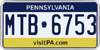 PA license plate MTB6753