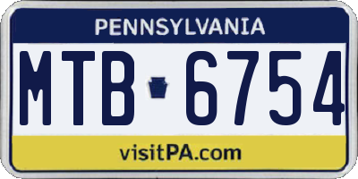 PA license plate MTB6754