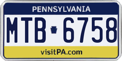 PA license plate MTB6758