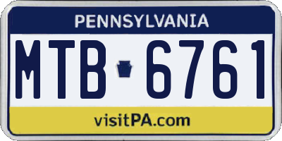 PA license plate MTB6761