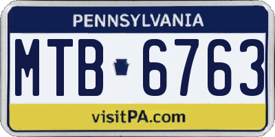 PA license plate MTB6763