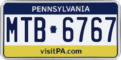 PA license plate MTB6767