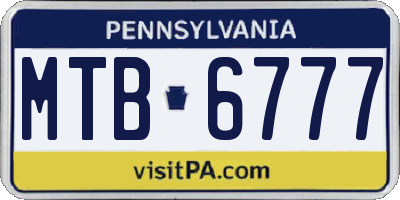 PA license plate MTB6777