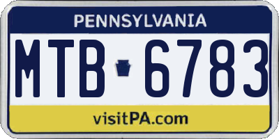 PA license plate MTB6783