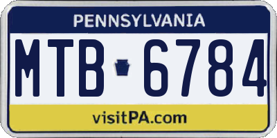 PA license plate MTB6784
