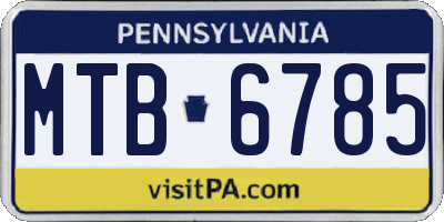 PA license plate MTB6785