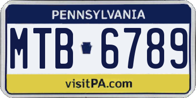 PA license plate MTB6789