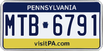 PA license plate MTB6791