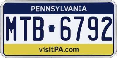 PA license plate MTB6792