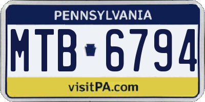 PA license plate MTB6794