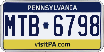 PA license plate MTB6798