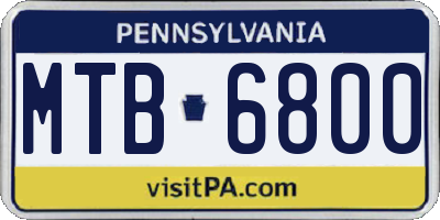 PA license plate MTB6800