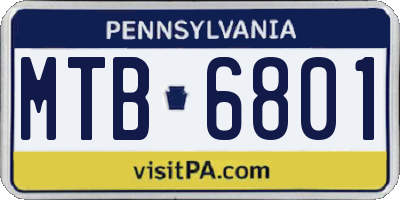 PA license plate MTB6801