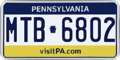 PA license plate MTB6802